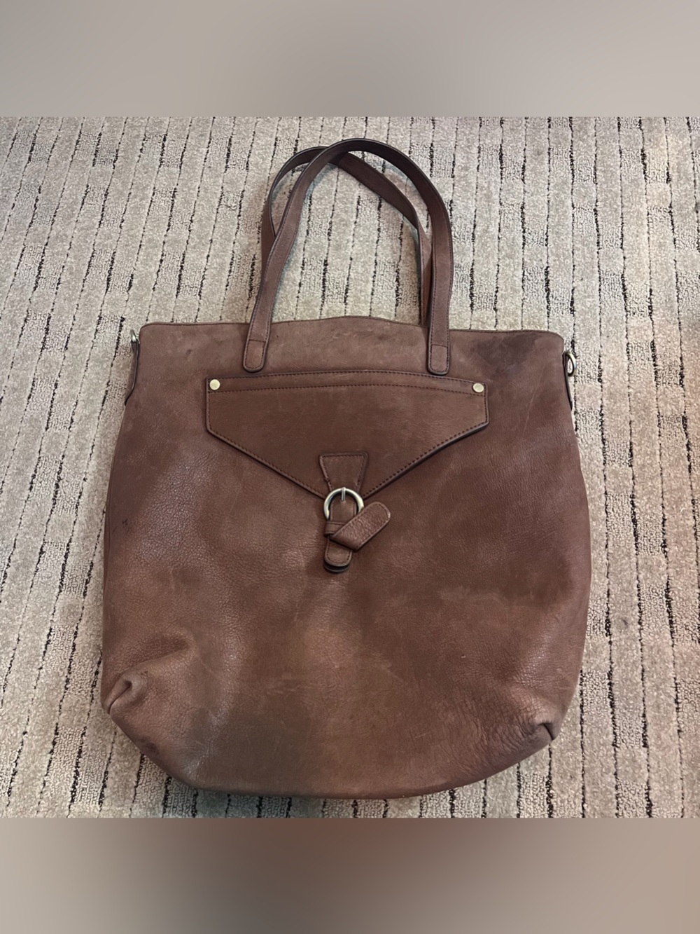 Vintage 2000s Merona Classic Brown Leather Tote Handbag